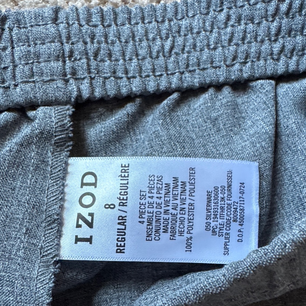Izod Gray Suit Set with Plaid Shirt and Red HolidayTie, Boys 8 - Picture 2 of 7
